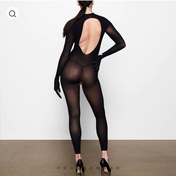 SHEER MESH MOCK NECK CATSUIT - Picture 4 of 4